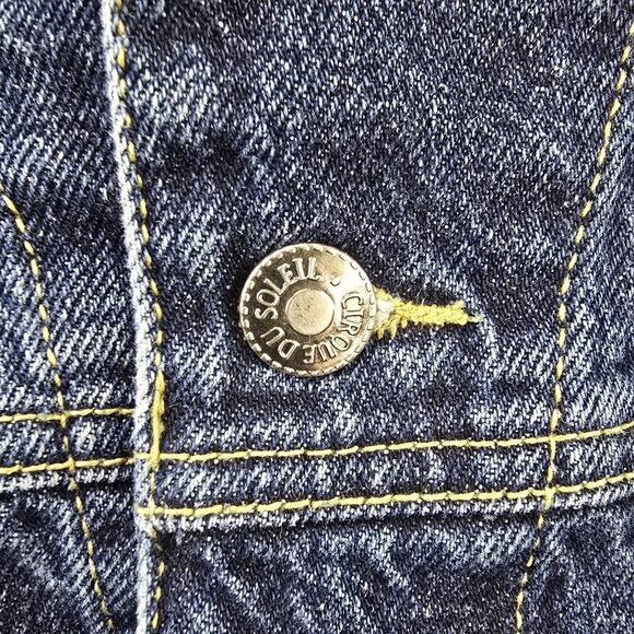 Vintage Mystere Cirque Du Soleil Embroidered Denim Jean Jacket Large 90s Trucker - Picture 8 of 12